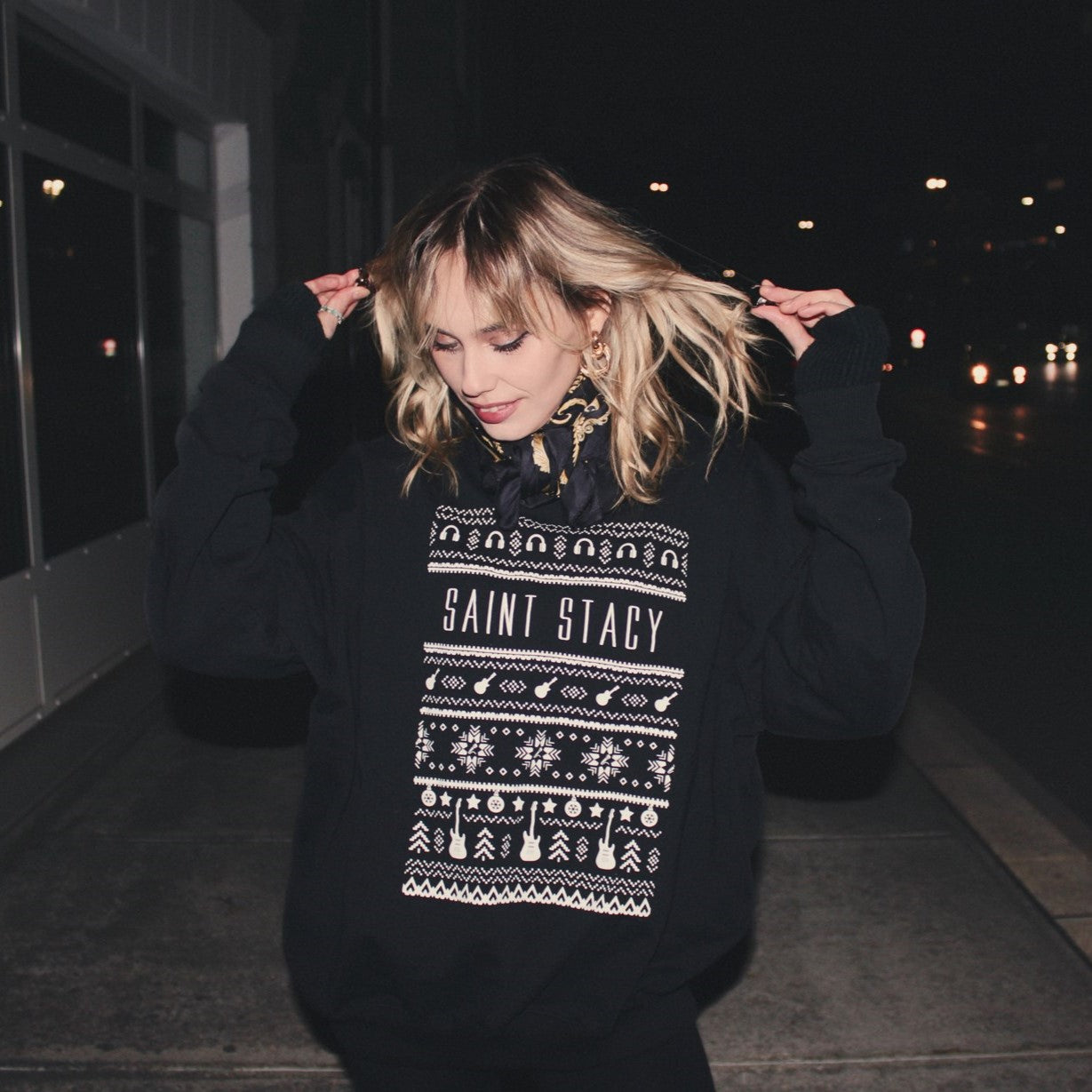 Saint Stacy Xmas Guitars Sweatshirt